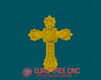 Feathered Cross 3D STL Model: CNC Router File (Digital Download)