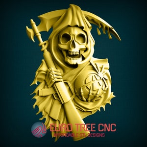 Sons of anarchy the grim reaper Modelo 3D STL, grabador de enrutador CNC, Artcam, Aspire, archivos CNC, madera, arte, decoración de pared, CNC, Cutt3d