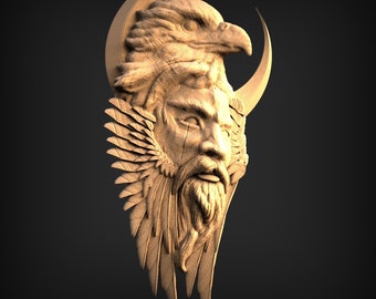 Eagle native American shaman 3D STL Model, CNC Router Engraver, Artcam, Aspire, CNC files, Wood, Art, Wall Decor, Cnc
