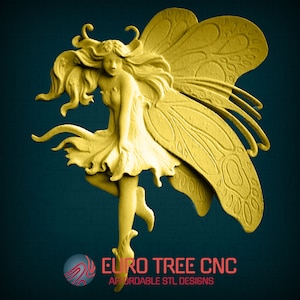 Tinkerbell hada 3D STL modelo, grabador de enrutador CNC, Artcam, Aspire, archivos CNC, madera, arte, decoración de pared, Cnc, Cutt3d