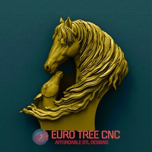 Horses mural  3D STL Model, CNC Router Engraver, Artcam, Aspire, CNC files, Wood, Art, Wall Decor, Cnc, Cutt3d