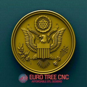 USA Great seal emblem 3d stl Model, CNC Router Engraver, Artcam, Aspire, CNC files, Wood, Art, Wall Decor, Cnc, Cutt3d