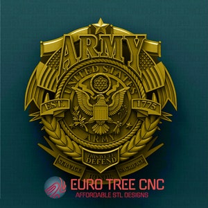 United states army  3D STL Model, CNC Router Engraver, Artcam, Aspire, CNC files, Wood, Art, Wall Decor, Cnc, Cutt3d