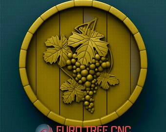 Wine Barrel Grape Vines 3D STL Model: CNC Router Engraver File