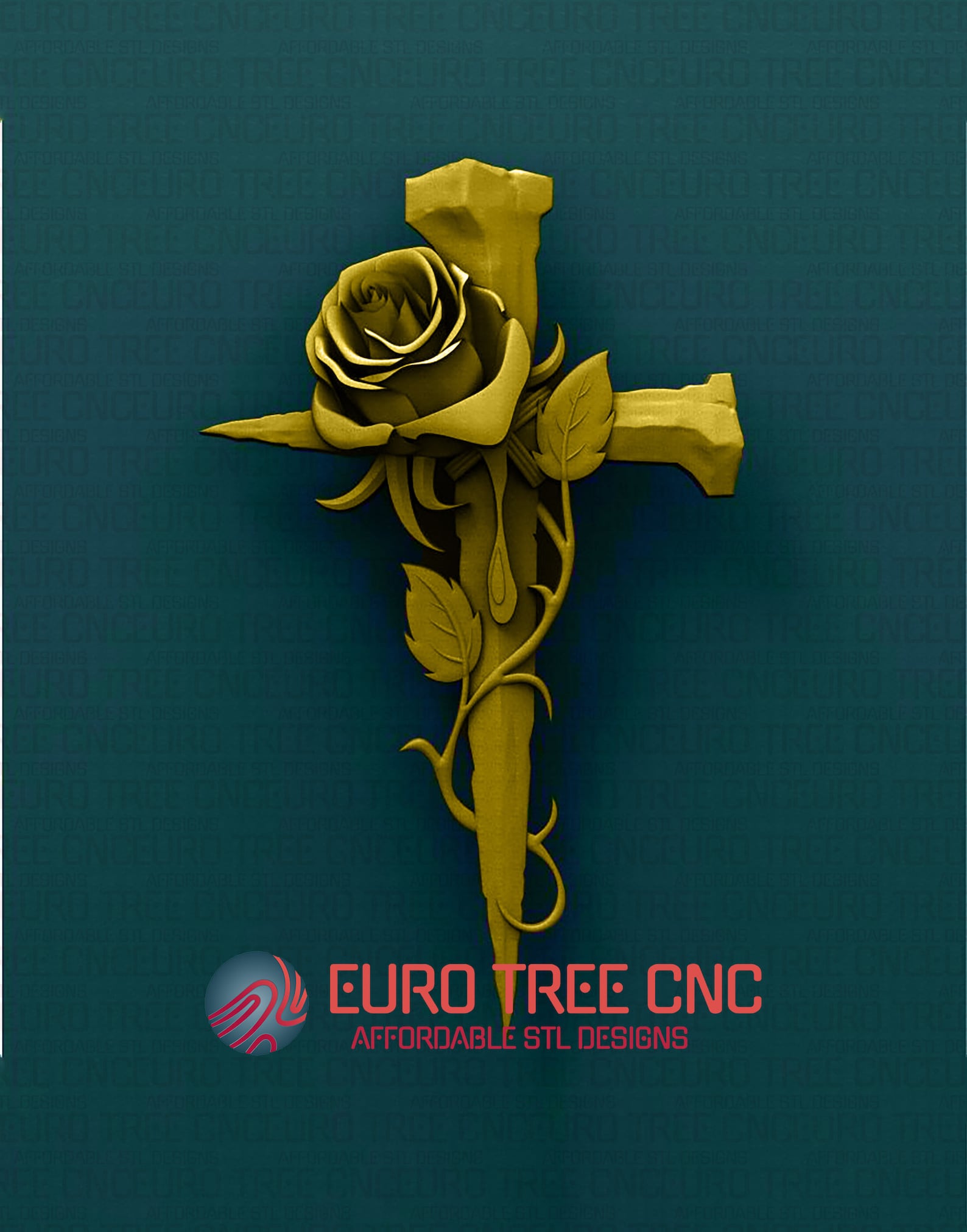 Rose Thorn Cross 3D STL Model: CNC Router File (74MB) - Etsy