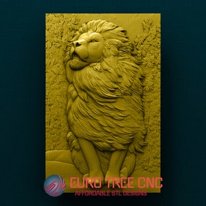 Lion mural plaquette 3D STL Model, CNC Router Engraver, Artcam, Aspire, CNC files, Wood, Art, Wall Decor, Cnc, Cutt3d