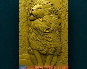 Lion Mural Plaquette 3D STL Model for CNC Router
