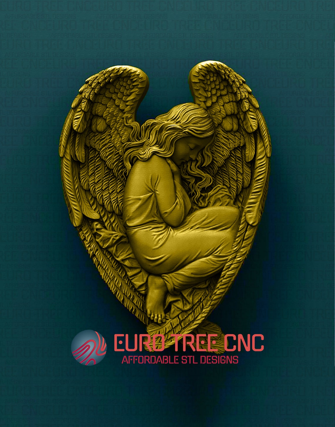Baby Girl Angel Wings 3D STL Model, CNC Router Engraver, Artcam, Aspire ...