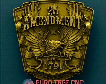 2nd Amendment Eagle Shield 3D STL Model: CNC Router File