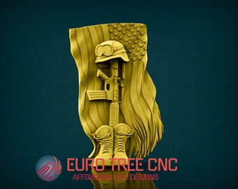 Military Memoriam 3D STL Model: CNC Router Engraver File