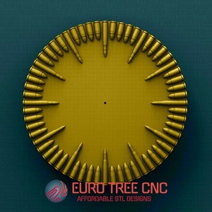 Bullets wall clock  3D STL Model, CNC Router Engraver, Artcam, Aspire, CNC files, Wood, Art, Wall Decor, Cnc, Cutt3d