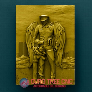Policeman angel defender  3D STL Model, CNC Router Engraver, Artcam, Aspire, CNC files, Wood, Art, Wall Decor, Cnc, Cutt3d