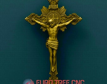 Jesus Christ Crucifixion cross  3D STL Model, CNC Router Engraver, Artcam, Aspire, CNC files, Wood, Art, Wall Decor, Cnc, Cutt3d