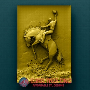 Cowboy dans le Far West Modèle STL 3D, Graveur de routeur CNC, Artcam, Aspire, fichiers CNC, Bois, Art, Décoration murale, Cnc, Cutt3d