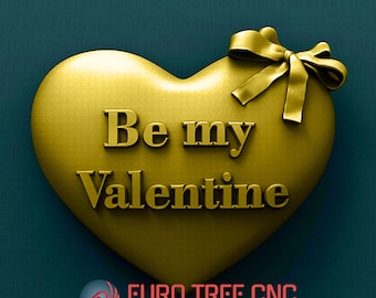 Heart - be my Valentine love 3D STL Model, CNC Router Engraver, Artcam, Aspire, CNC files, Wood, Art, Wall Decor, Cnc, Cutt3d