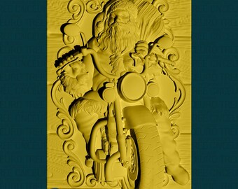 Biker Santa 3D STL Model: CNC Router File for Wood Art