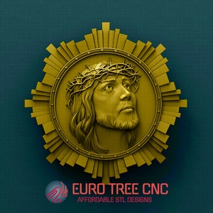 Jesucristo cara 3D Modelo STL, grabador de enrutador CNC, Artcam, Aspire, archivos CNC, madera, arte, decoración de pared, CNC, Cutt3d