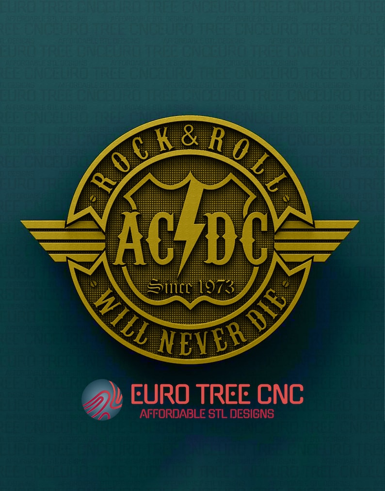AC / DC Rock and Roll Will Never Die 3D Stl Model, Cnc Router Engraver ...