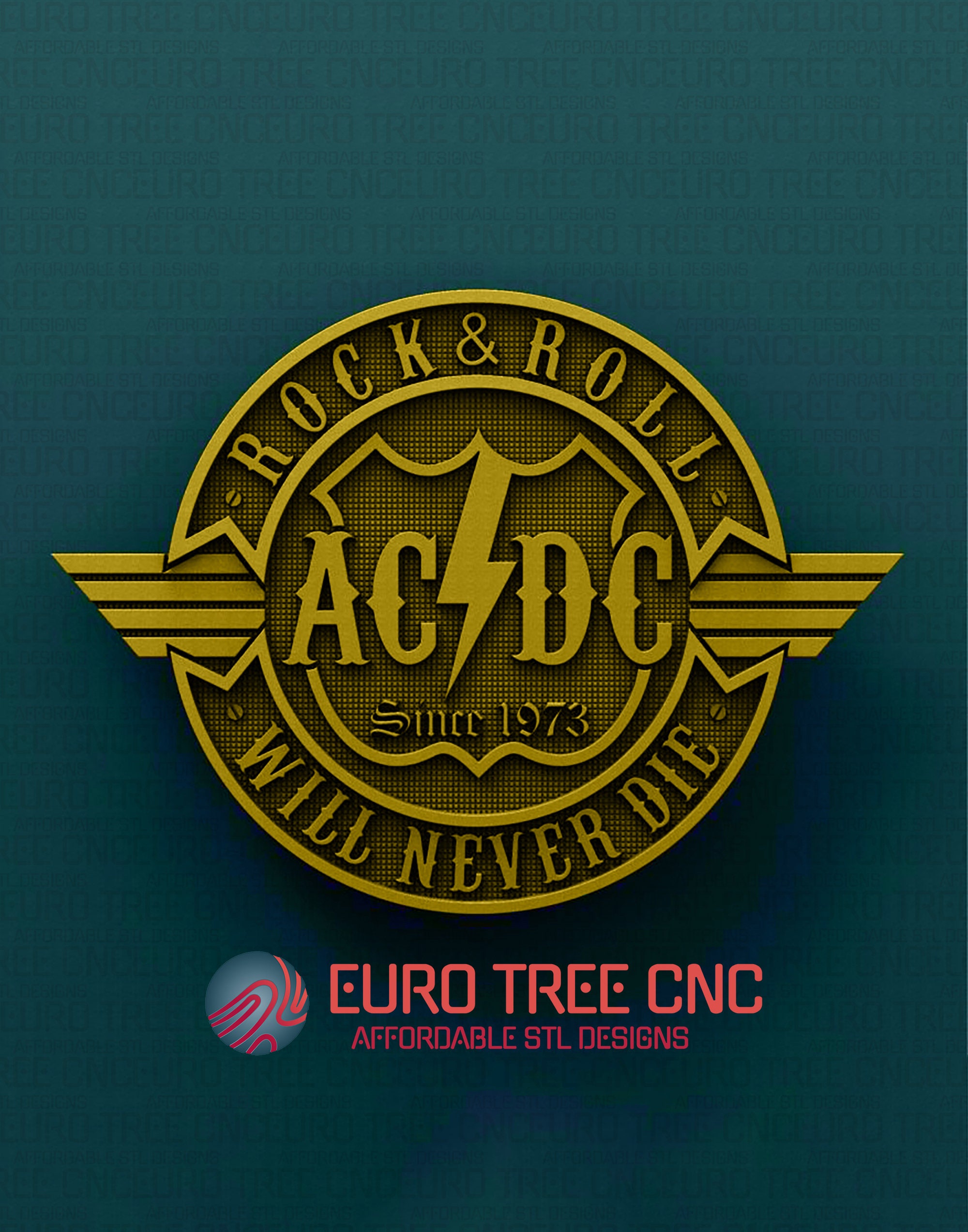 AC / DC Rock and Roll Will Never Die 3D Stl Model, Cnc Router Engraver ...