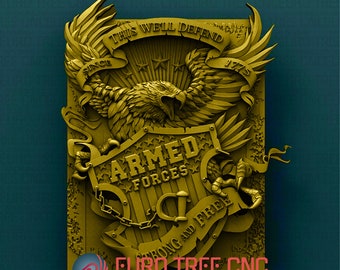 US Armed forces sign  3D STL Model, cnc Router Engraver, Artcam, Aspire, CNC files, Wood, Art, Wall Decor, Cnc, Cutt3d