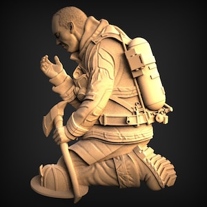 Firefighter 3D STL Model, CNC Router Engraver, Artcam, Aspire, CNC files, Wood, Art, Wall Decor, Cnc