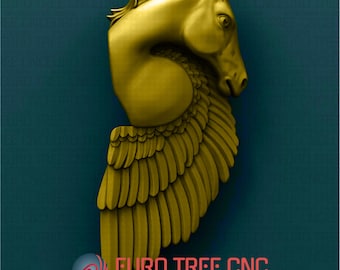 Pegasus horse with wings  3D STL Model, CNC Router Engraver, Artcam, Aspire, CNC files, Wood, Art, Wall Decor, Cnc, Cutt3d