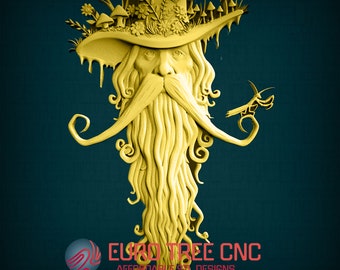 Wizard 3D STL Model, CNC Router Engraver, Artcam, Aspire, CNC files, Wood, Art, Wall Decor, Cnc, Cutt3d