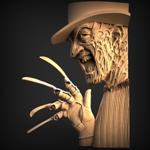 Freddy Kruger Halloween Elm Street  3D STL Model, CNC Router Engraver, Artcam, Aspire, CNC files, Wood, Art, Wall Decor, Cnc