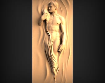 Naked Man Mural 3D STL Model, CNC Router Engraver File