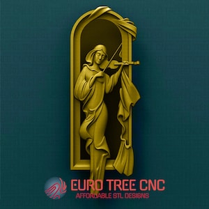 Woman playing violin  3D STL Model, CNC Router Engraver, Artcam, Aspire, CNC files, Wood, Art, Wall Decor, Cnc, Cutt3d