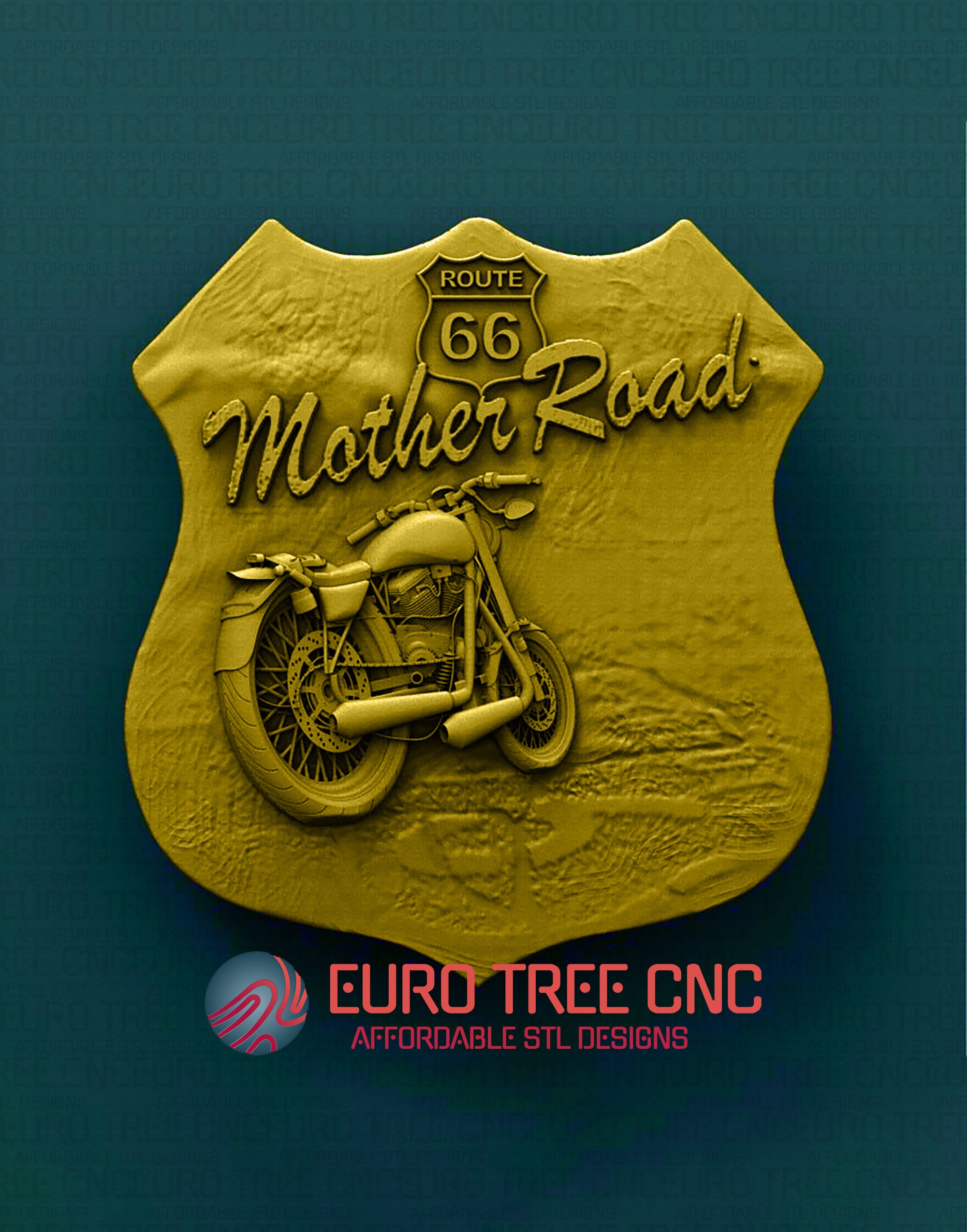 Modello STL 3D della Route 66 Mother Road: file per router CNC (download digitale)