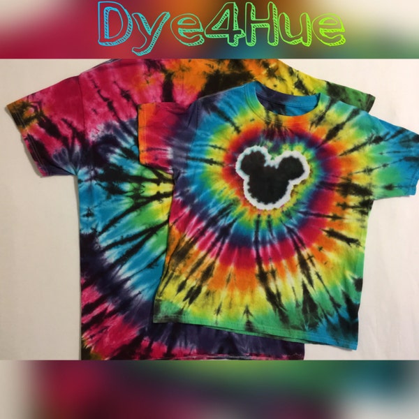 Black Rainbow Swirl Mouse Tie Dye || magical dyes || ALL SIZES || Free Shipping