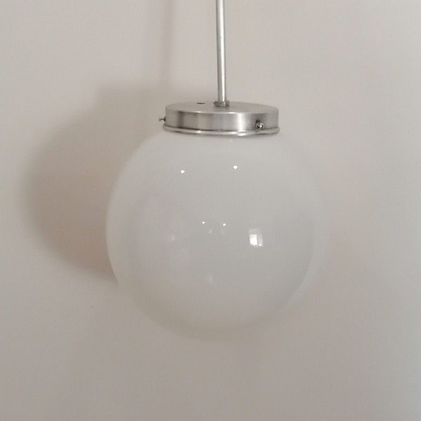 Vintage round hanging light, Vintage glass ceiling lamp, pendant lamp, Made in Yugoslavia 60s