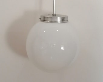 Vintage round hanging light, Vintage glass ceiling lamp, pendant lamp, Made in Yugoslavia 60s