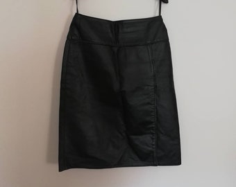 Black leather skirt, course leather skirt, Women's leather skirt, course leather skirt