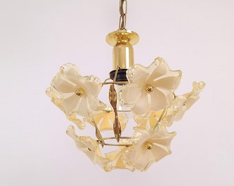 Vintage Flower Disk Chandelier, Pendant Light, Ceiling Light, Hanging Light, Retro Ceiling Light, Mid Century, 70s