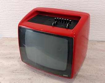 Vintage Portable TV Set From Yugoslavia, Iskra Galeb, 70's Retro Television, Red Tv, Old No-working Tv, Retro Television