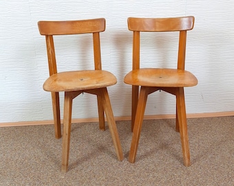 Vintage Set Mid Century Dining Wooden Chairs / Wood Chairs / Made in Yugoslavia 1960s / Funky Dining Chairs