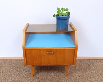 Vintage Nightstand, Mid-century Nightstand Modern, Polished Bedside Table, 60s Italian Style