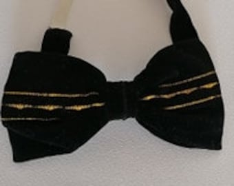 Vintage black and gold bow tie, retro bow tie,