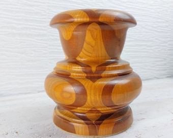 Vintage Handcrafted Wood Vase Massive