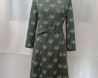 vintage women dress long sleeves / 1970 / green dress / retro dreses / size M