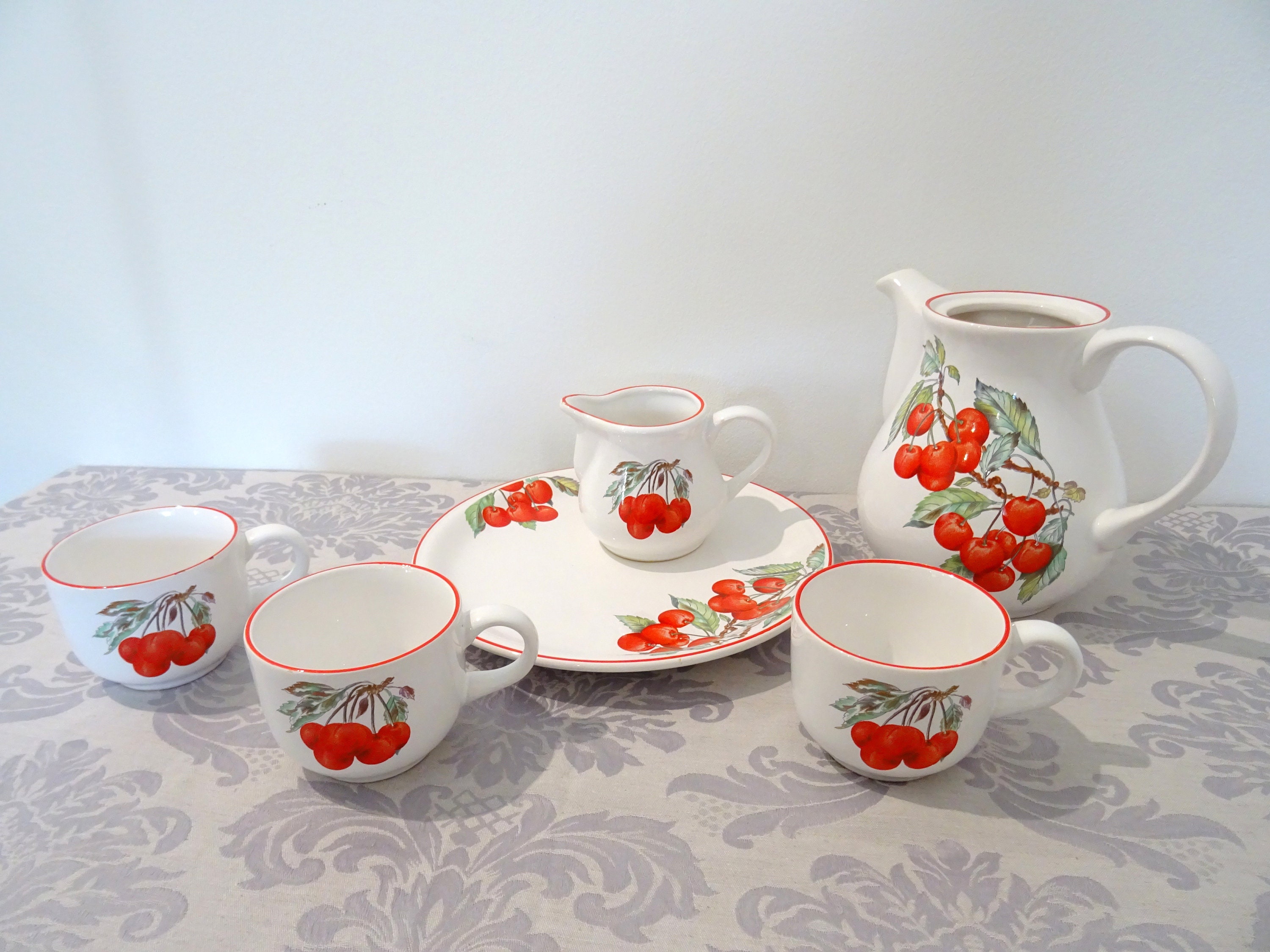 Vintage Collection Set of 6 Tea Cups Cherry Tea Set 6 Etsy