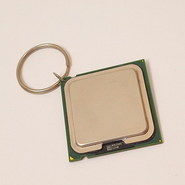 Authentique porte-clés CPU Intel/Ordinateur créatif/Porte-clés à breloques chaîne en métal doré