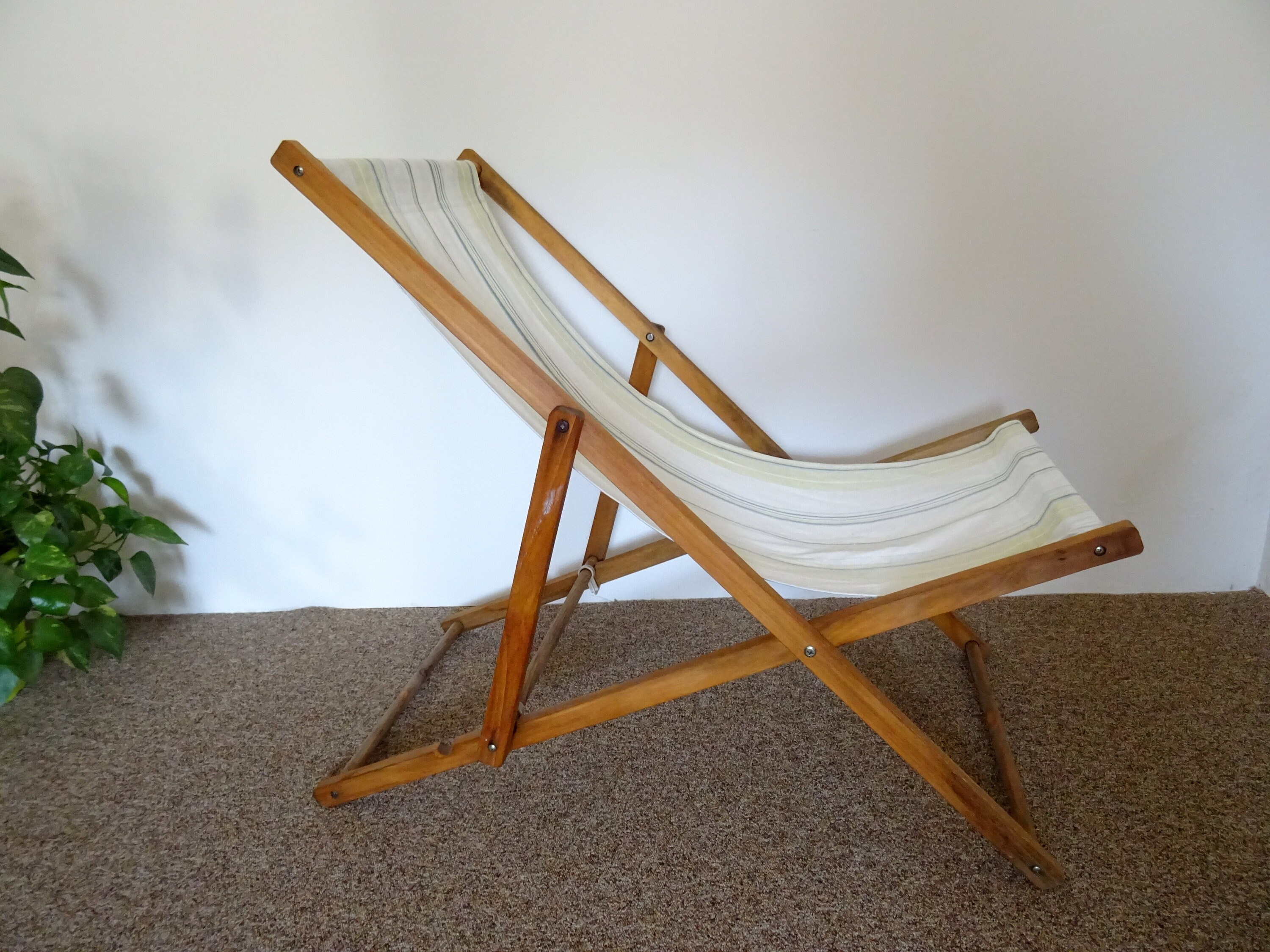 Vintage Wooden Folding Beach Chairs Folding Lounge Chair Etsy UK