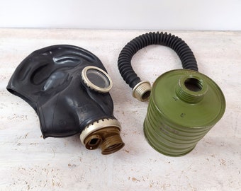 Military Gas Mask GP5 Black with hose, bag and filter, Soviet Vintage USSR