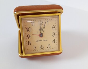 Vintage alarm clock / Meister Anker / Meister Anker travel clock / wind up clock / mechanical clock / Germany