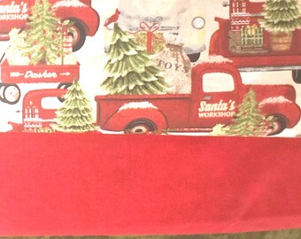 3 Yard Bundle, 100 Percent Cotton Fabric, 3 - 1 Yard Cuts, Coordinating Antique Trucks, Red, Green Christmas Quilting Fabric, Free Shipping