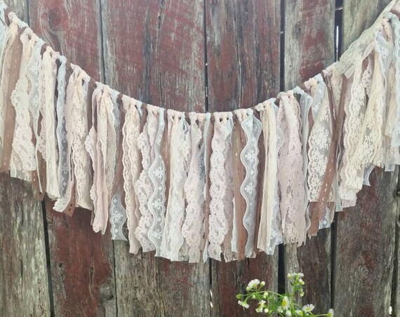 Vintage Unique Lace Boho Shabby Chic Wedding Banner Swag Garland Bunting Hand Tied Shower Party Decor Free Shipping