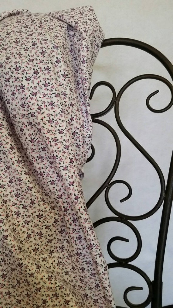 Free Shipping Quilting Fabric, 100 Percent Cotton Purple Pink Flowers on White Background